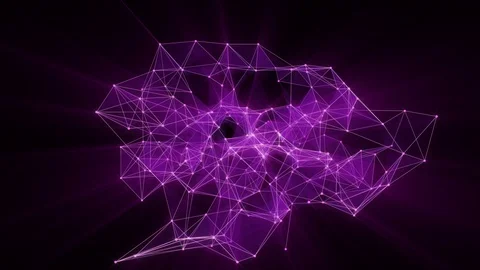 Animation of glowing plexus network transforming to violet neon text - 2021. Vidéo 103755369