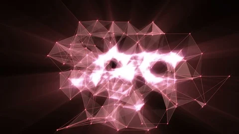 Animation of glowing plexus network transforming to coral neon text - 2022. Stock Footage 103756091