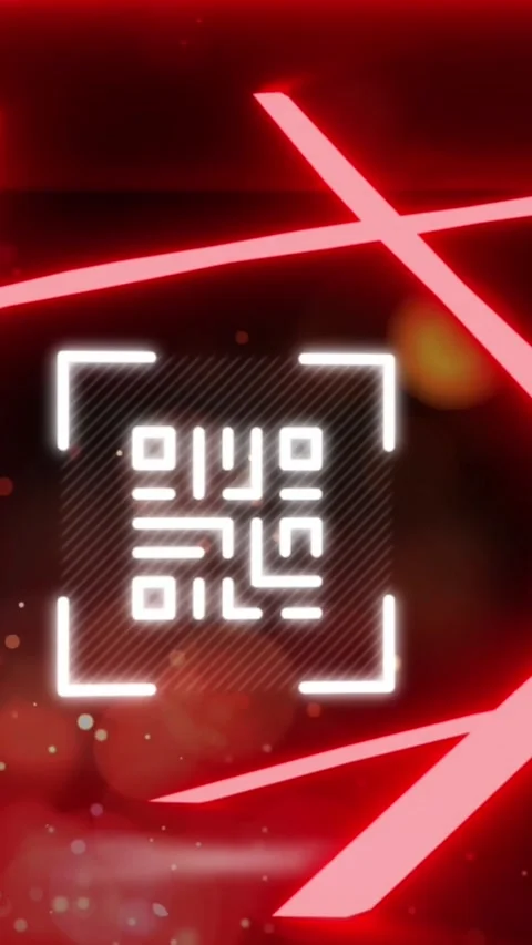 Animation of glowing qr code over neon lines Stock Footage 321111545