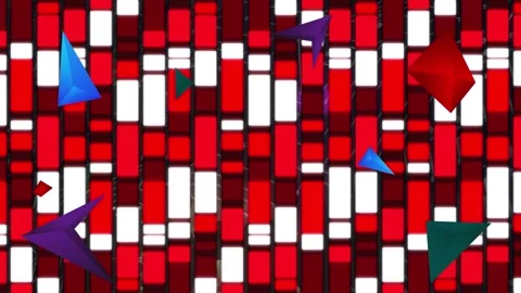 Animation of glowing qr code over neon geometric shapes Stock Footage 327197648