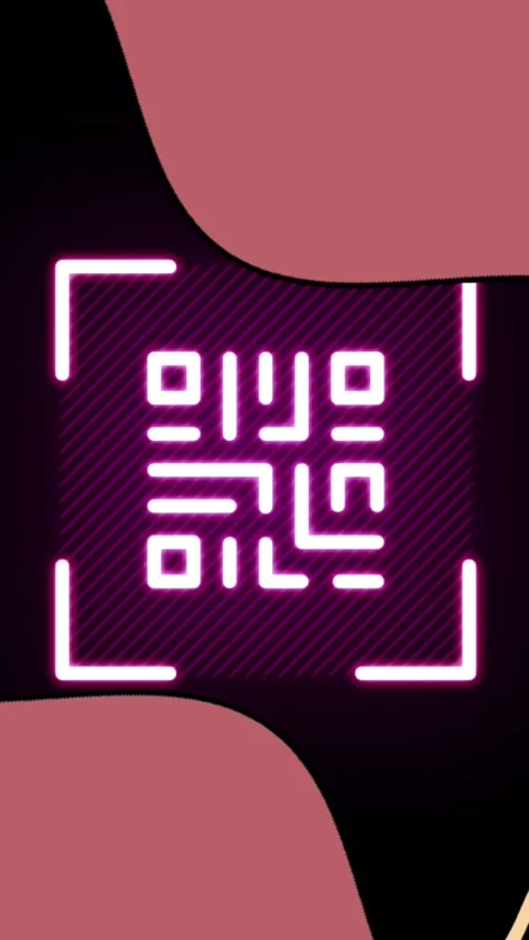 Animation of glowing qr code over neon geometric shapes Vídeos de archivo 344636558