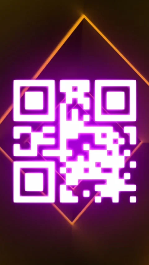 Animation of glowing qr code over neon lines Vídeos de archivo 344678928