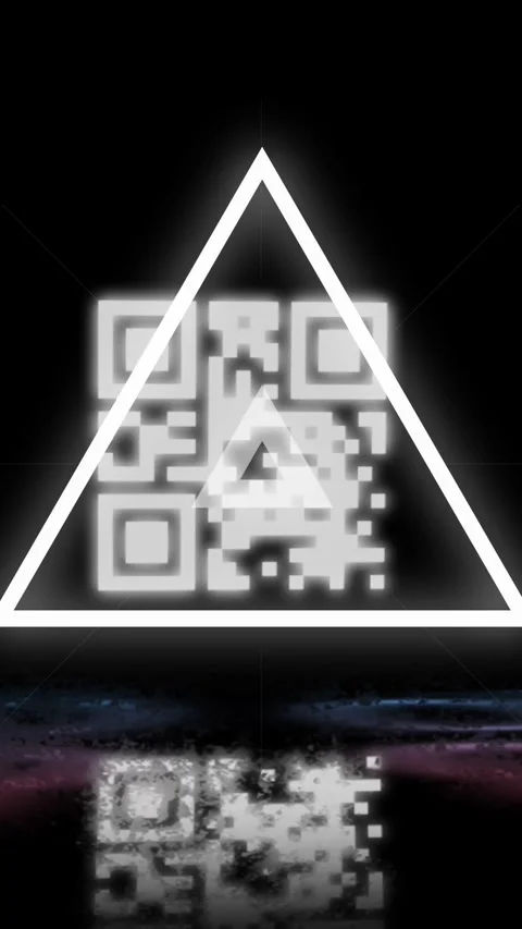 Animation of glowing qr code over neon circles Video stock 344693751