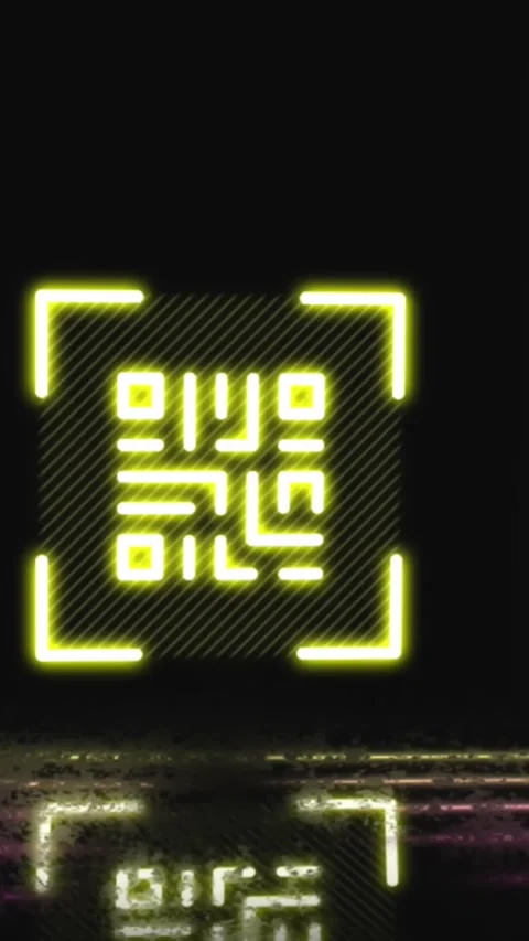 Animation of glowing qr code over neon lines Vídeos de archivo 344745866