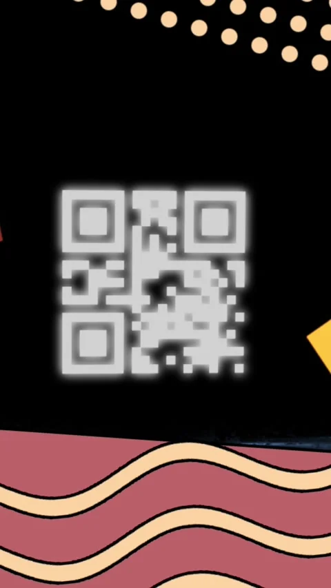 Animation of glowing qr code over neon geometric shapes Video stock 344775133