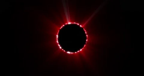 Animation of glowing red circle eclipse over black background Stock Footage 196885644