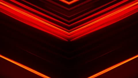 Animation of glowing red stripes in the shape of an arrow down, swipe down. Stock Footage 234410379