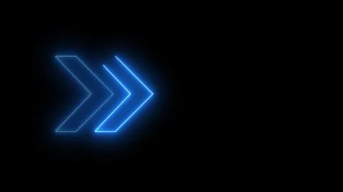 Animation of glowing right blue neon arrows looped neon lines Vídeo Stock 269140102
