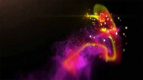 Animation of glowing shooting star firework gold light trail passing, Magic c Stock Footage 221617087