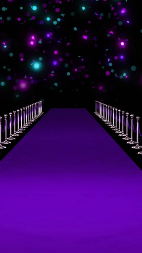 Animation of glowing spots of light falling over purple carpet background Stockbeeldmateriaal 323909161