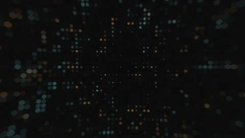 Animation of glowing squares, rectangles moving across the screen against a dark Stock Footage 165535288
