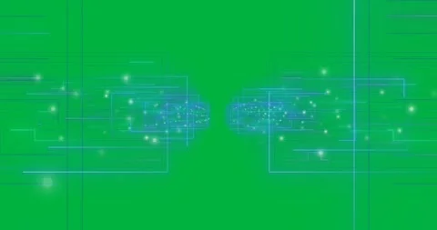 Animation of glowing trails and data processing on transparent background Stock Footage 347310503