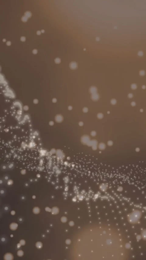 Animation of glowing white particle network wave and bokeh light spots on dark Stock Footage 344370217