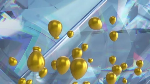 Animation of gold baloons over glowing crystals 스톡 동영상 236429566