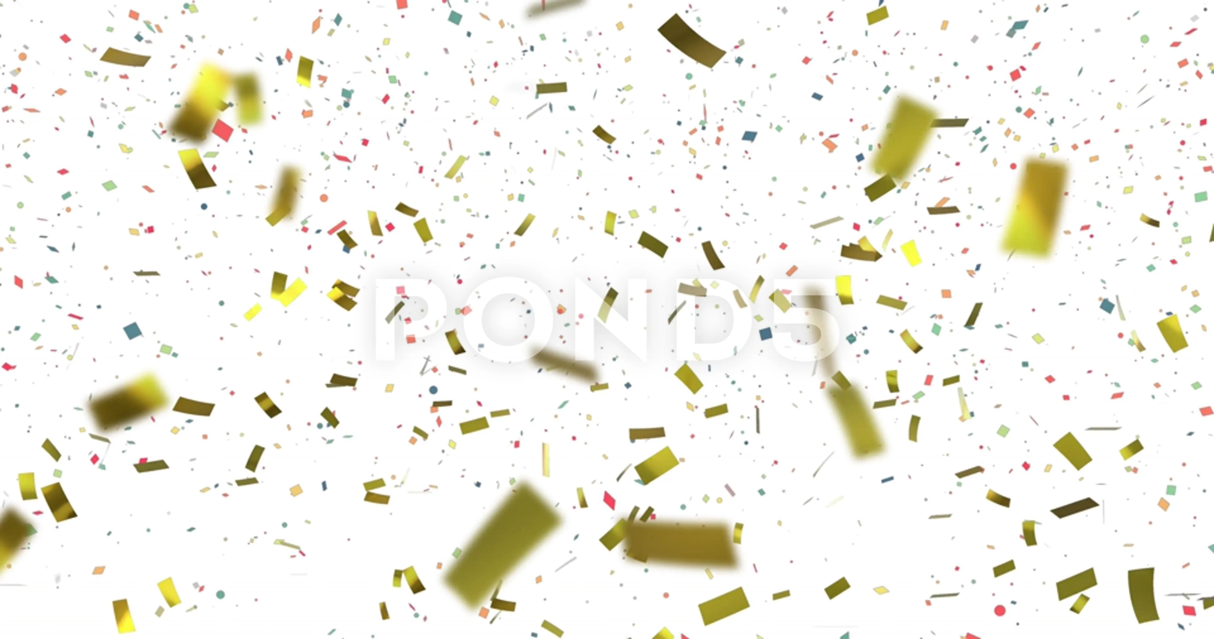 Animation of gold confetti falling on wh... | Stock Video | Pond5