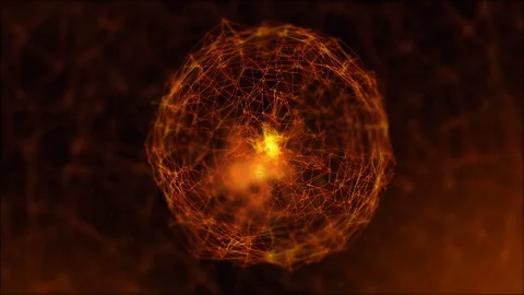 Animation for gold digital data system nodes, spheres and paths fire heat hot Stock Footage 106071971