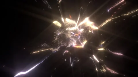 Animation Gold Explosion effect. Festive Fireworks. Isolated on black background Stock Footage 265734051