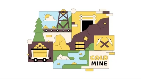 Animation of Gold Mine Vector Illustration Stock Footage 333081992