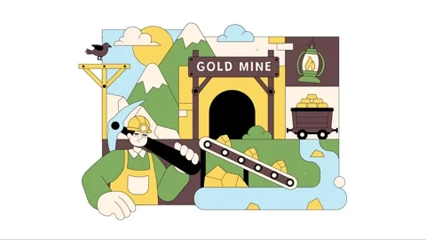 Animation of Gold Mine Vector Illustration Stock Footage 333082000