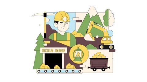 Animation of Gold Mine Vector Illustration Stock Footage 333082006