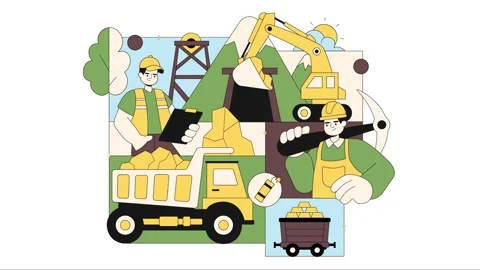 Animation of Gold Mine Vector Illustration Stock Footage 333082016