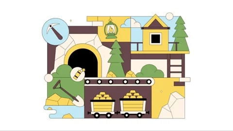 Animation of Gold Mine Vector Illustration Stock Footage 333082028