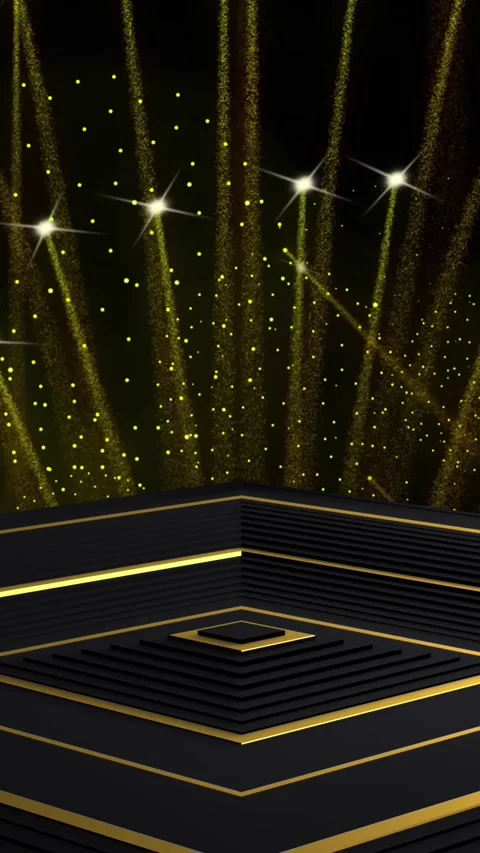 Animation of gold pattern over fireworks on black background Stock Footage 343609889