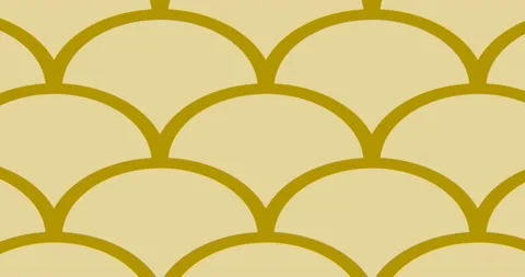 Animation of gold pattern of semi circles scrolling seamlessly on beige Stock Footage 164379929