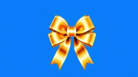 Animation golden bow on blue screen. Stock Footage 281213487