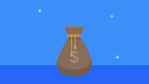 Animation of golden coin falling into brown money bag representing savings .. 動画素材 338401503