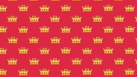 Animation of a golden crown as a repeated pattern, floating towards the Stock Footage 117425266