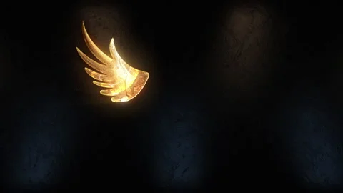 Animation - Golden eagle sculpture with glowing backlight on dark background Stock Footage 270912419