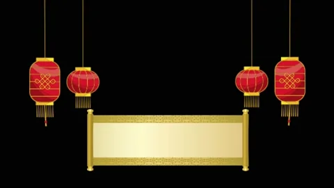 Animation golden paper roll for texture chinese style isolate on black screen. Stock Footage 220057837