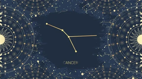 Animation of golden Сancer, Sun, Moon, star, constellation. Magic galaxy 4K Stock Footage 220291374