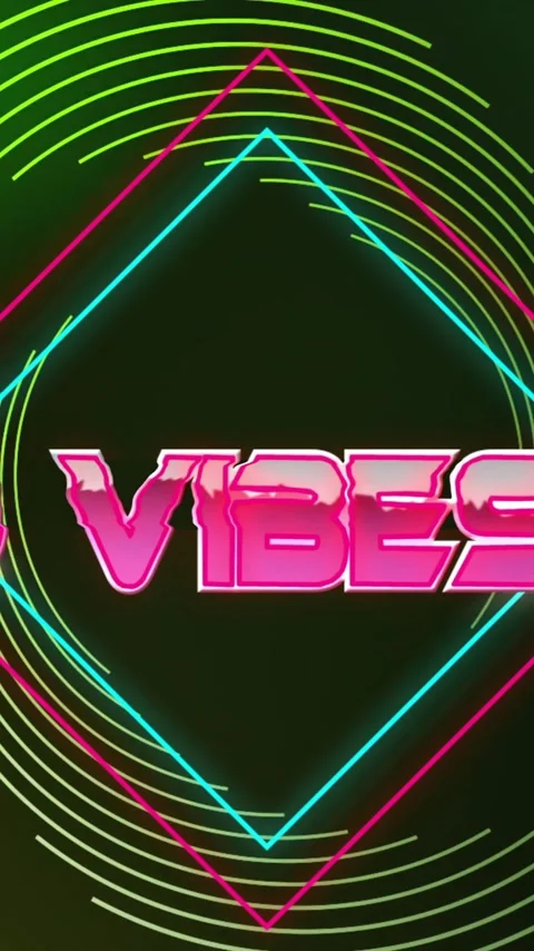 Animation of good vibes only text over neon pattern background Stock Footage 341659756
