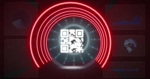 Animation of gr code and data processing on digital screen Stock Footage 330659471