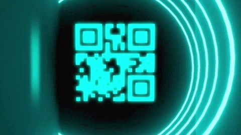 Animation of gr code with circles in tunnel Stock Footage 312873774