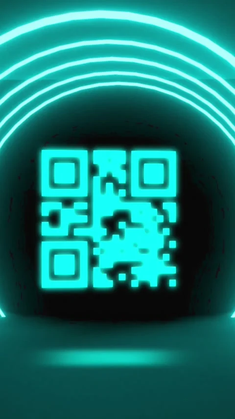 Animation of gr code with circles in tunnel Stock Footage 321991148