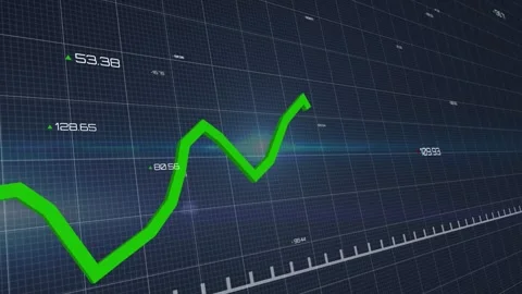 Animation of graph and changing numbers with grid pattern over abstract Stock Footage 253429477
