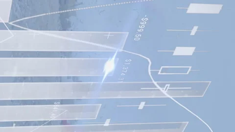 Animation of graph and data over timelapse with trucks on waste dump Stock Footage 313088044