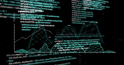 Animation of graph and data processing over black background Stock Footage 178144329
