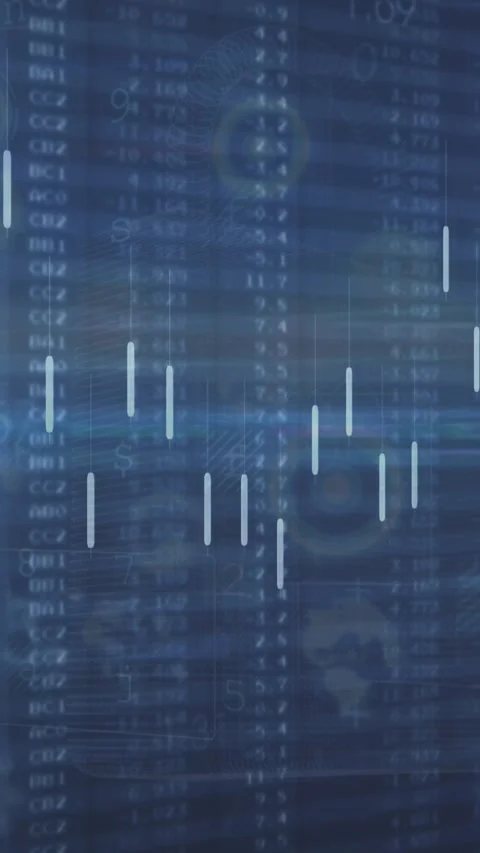 Animation of graph and data processing with blue light on grey background Stock Footage 343615194
