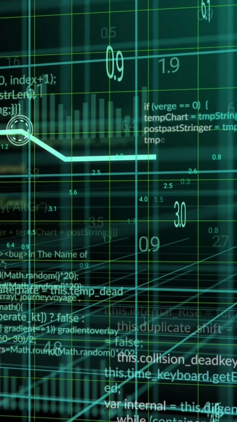 Animation of graph and layers of data processing over 3d grid on black Stock Footage 343497413