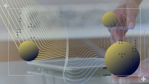 Animation of graph and molecules over studding people Video stock 168011061