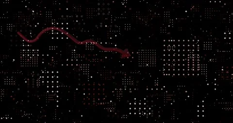 Animation of graph with arrow over dots forming abstract pattern against black Stock Footage 220892074