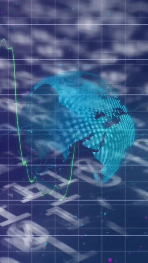 Animation of graph, globe and binary code Stock Footage 342642251