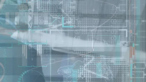 Animation of graph with layers of data processing over caucasian businessman Stock Footage 312411143