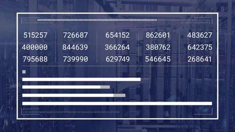 Animation of graph, loading bar, changing numbers over circuit board pattern on Stock Footage 250314434