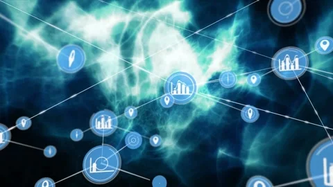 Animation of graph, map pin icons connec... | Stock Video | Pond5