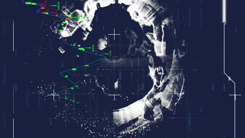 Animation of graph over computer language, loading bars against globe on Stock Footage 312288651